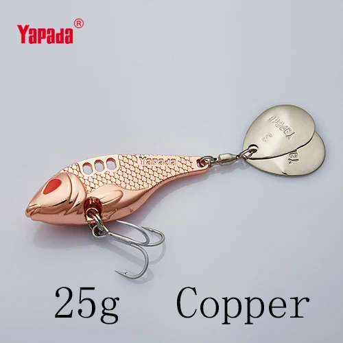 Copper 25g YAPADA VIB 301 Tycoon 10 г/15 г/20 г/25 г тройной крючок+ вращающиеся блестки 41 мм/47 мм/52 мм/55 мм многоцветный Металл VIB рыболовные приманки - Цвет: Copper 25g