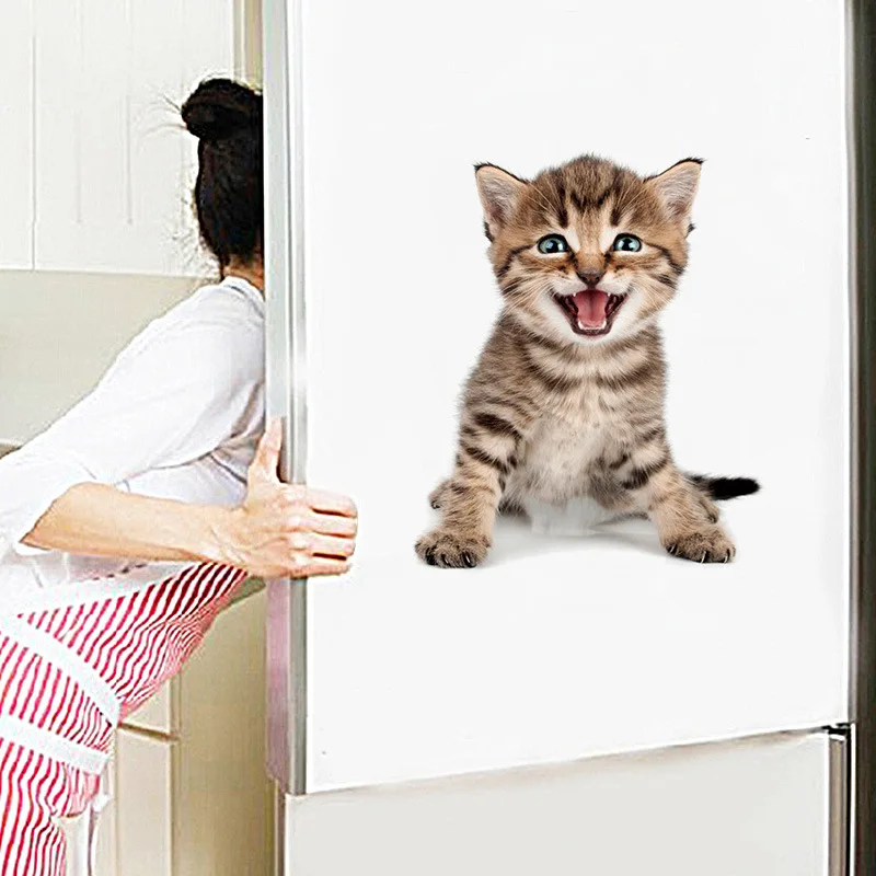 Наклейка на стену с изображением милого котенка улыбающегося для гостиной