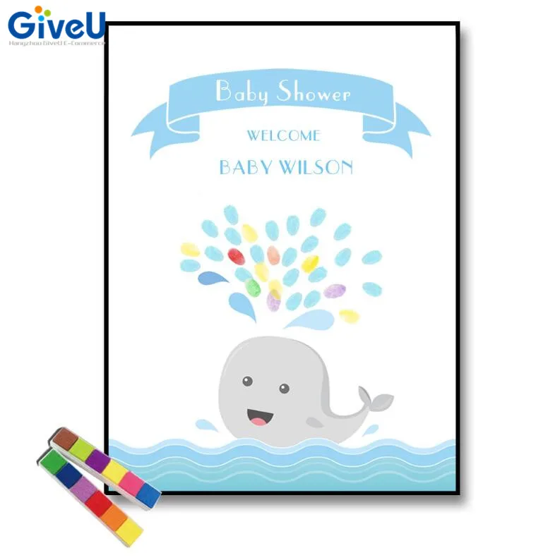 Giveu новые творческие DIY Индивидуальные КИТ Babyshower отпечатков пальцев Baby Shower гость