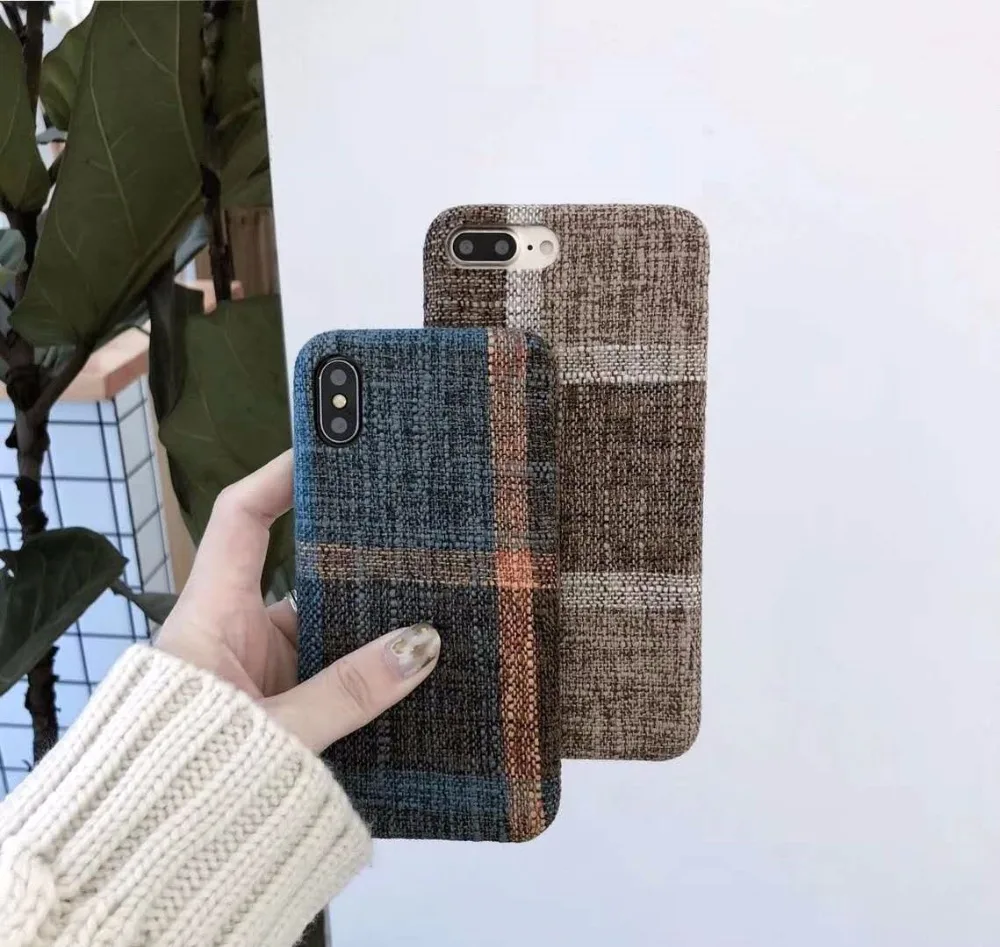 Boucho Ретро льняной чехол для телефона iPhone 6 6S 7 Plus Жесткий ПК Матовый полная Защита