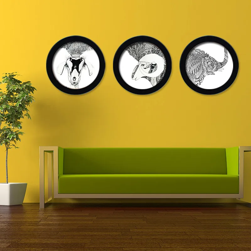 DIY твердая деревянная круглая фоторамка висячая Настенная картина держатель