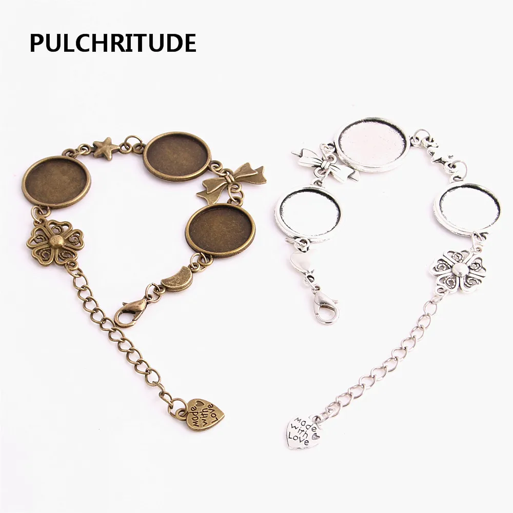 PULCHRITUDE 3 шт./лот металлическая цепочка кабошон основа подходит для круглого 16 см