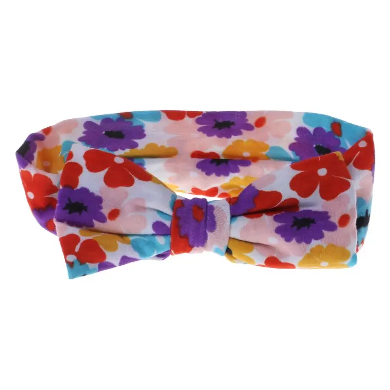 Детская резинка для волос широкая головная повязка с бантом и цветочным узором