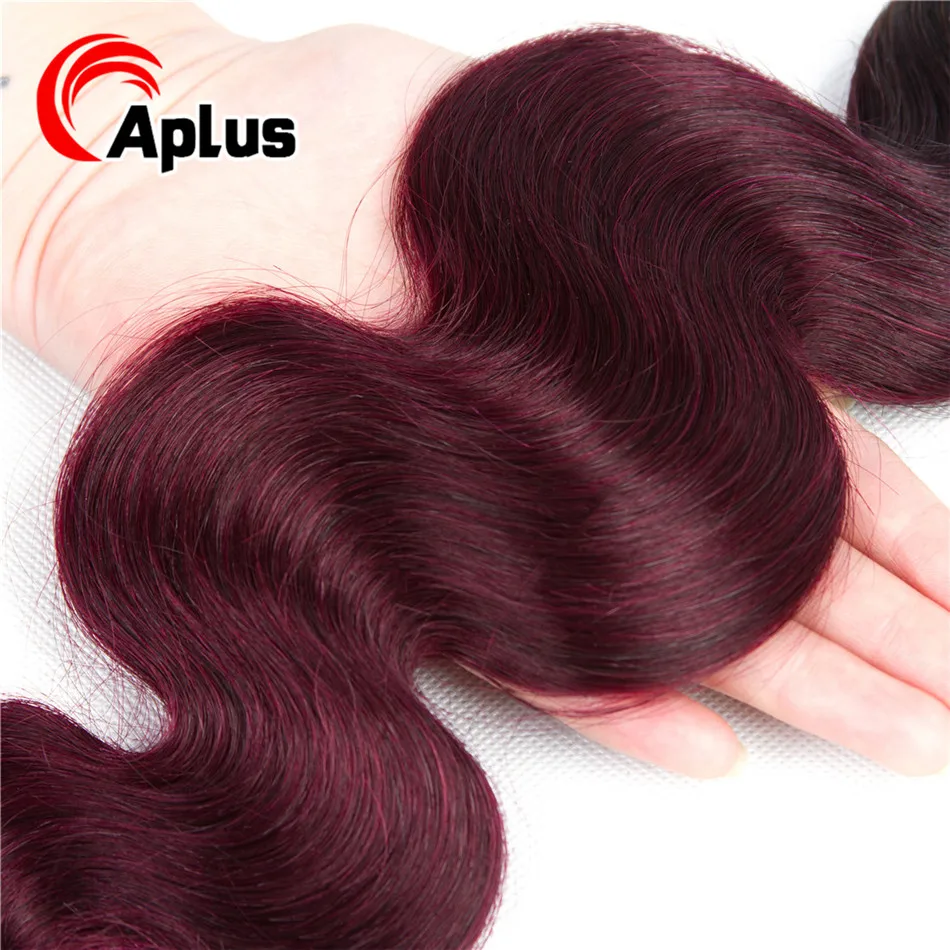A Plus предварительно окрашенные 3 пучка Омбре бразильские волнистые волосы
