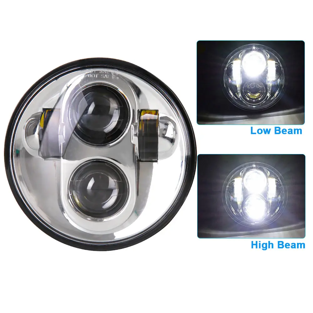 40w silver Стиль хромированный 5,75 дюймов светодиодный фонарь 5 3/" светодиодный DRL 50 Вт мотоциклетные фары для Sportster 883 XL883 FXCW - Цвет: 40w silver