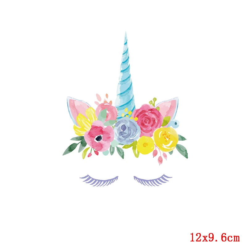Prajna Unicorn Flowers Cute Heat Transfer Cartoon Iron On Eyelash for Clothing Kids Beauty DIY Washable Decoration H | Дом и сад