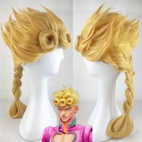 

Anime JoJo's Bizarre Adventure Giorno Giovanna Golden Braid Styled Synthetic Cosplay Costume Wigs Hair + Wig Cap