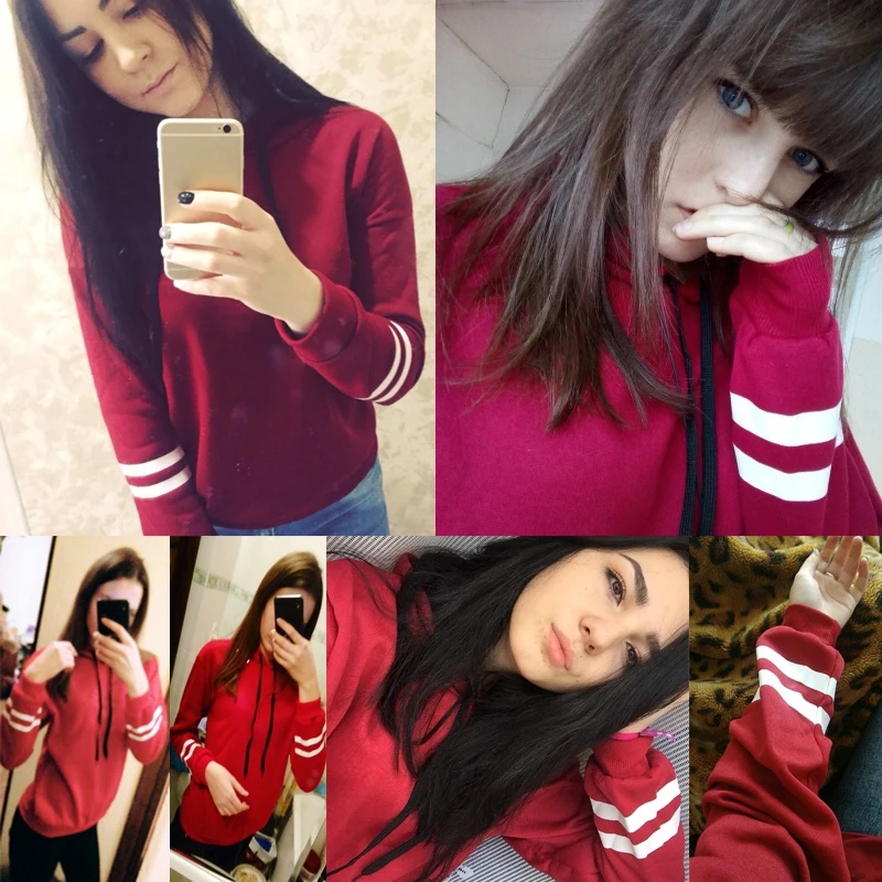 Простой осенний свитер с капюшоном для женщин и мужчин 2 полоски пуловер длинными