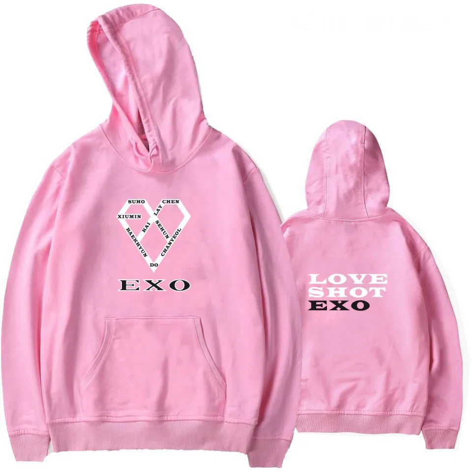 Розовые милые женские толстовки EXO Kpop осенняя Повседневная Уличная одежда в
