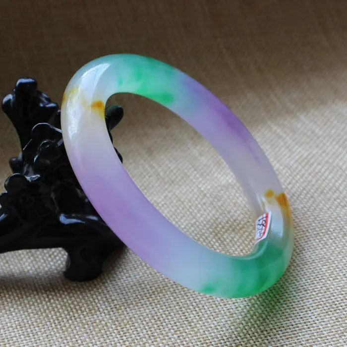 DYY 64 мм Китайский Красивый Лавандовый фиолетовый зеленый нефрит браслет из