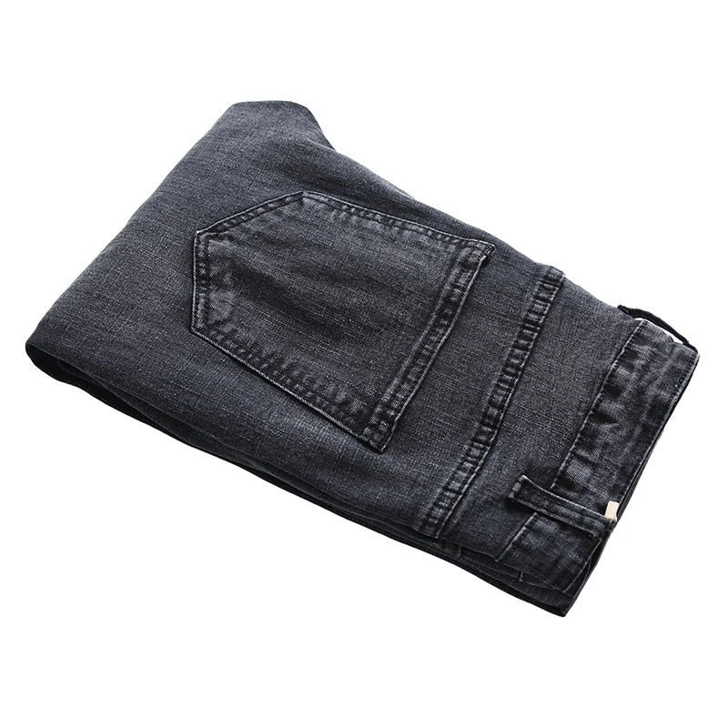 HMILY New Jean Fashion Hole Jeans Men Long Trousers Embroidered Cotton Classic Straight For Male Plus Size | Мужская одежда