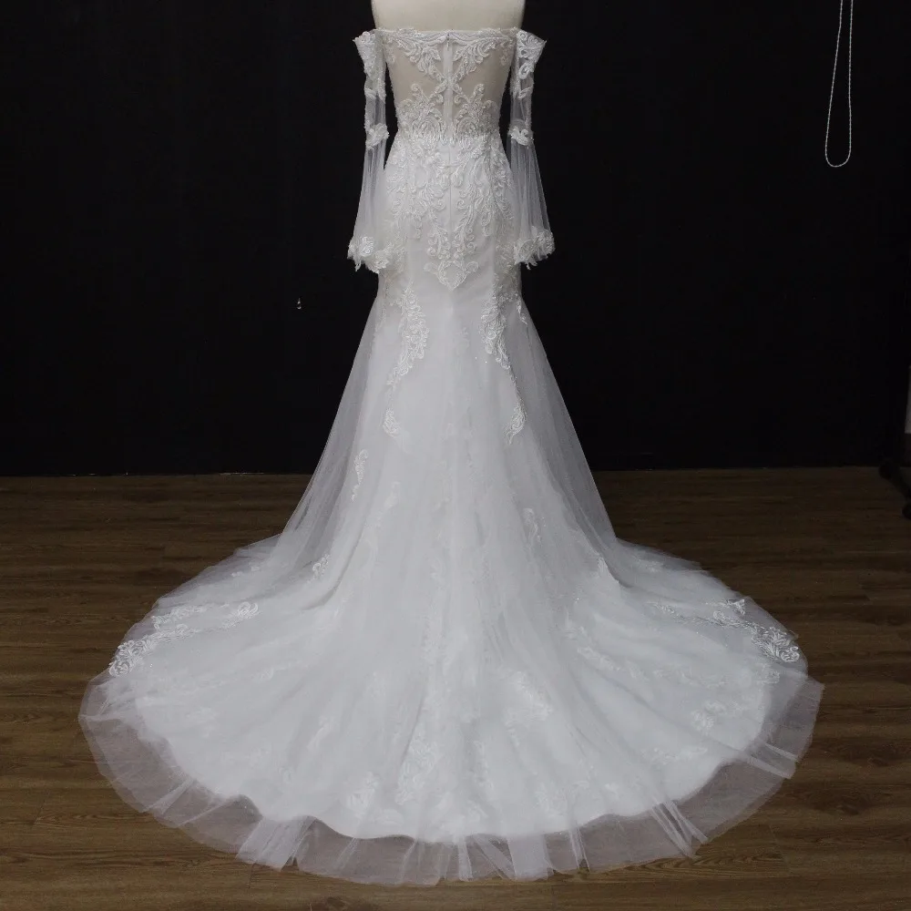 CloverBridal высокое качество 2017 популярное платье русалка 3D кружева полные рукава в