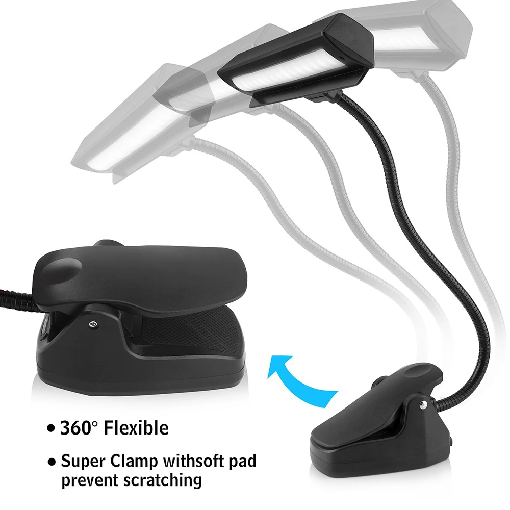 9 светодио дный LED Clip-on Music Stand Lights портативная Гибкая Защита глаз 3 яркость лампа