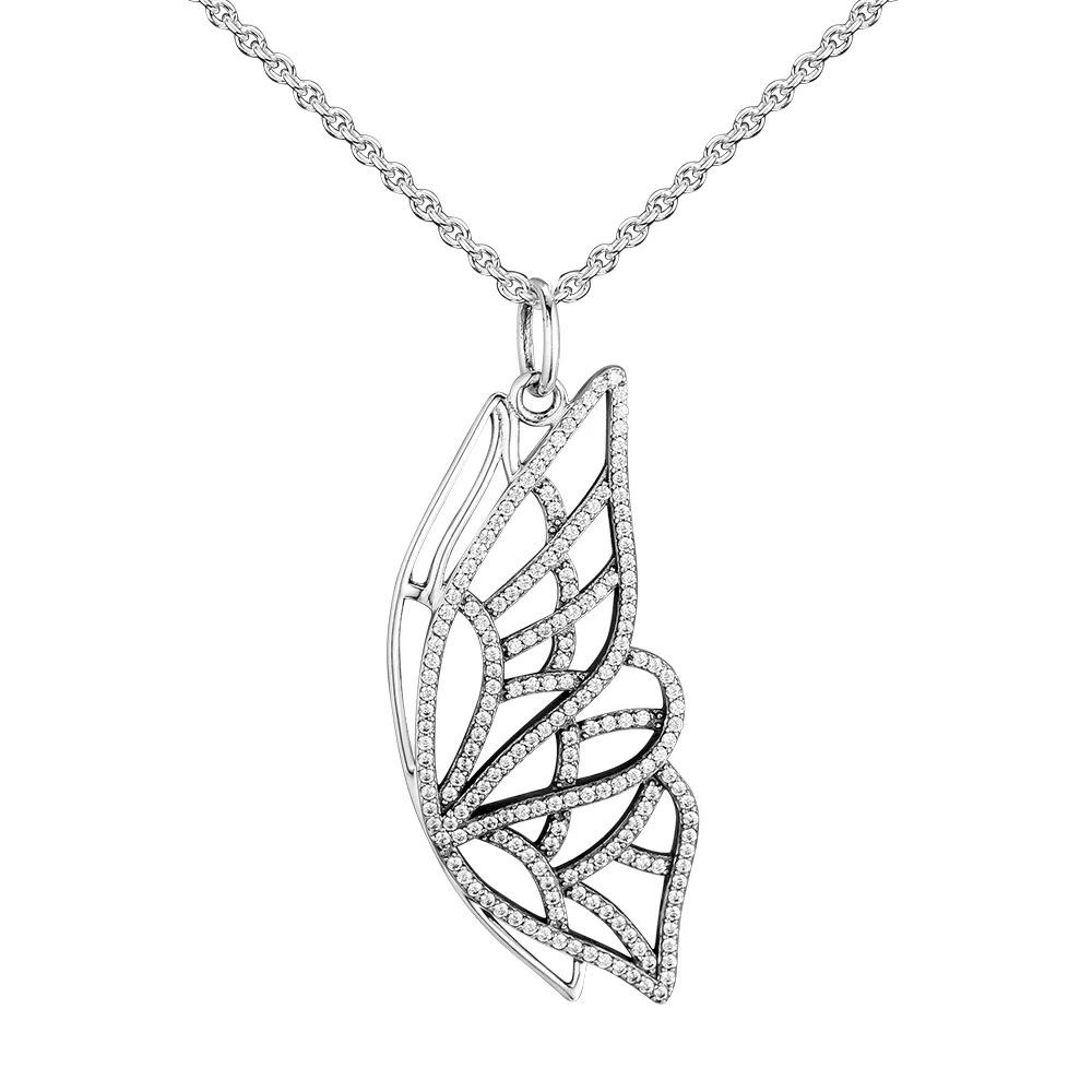 

925 Sterling Silver Butterfly New Beginning Dangle Necklace Fits Wedding Anniversary Necklaces Gift for Women ollares de moda