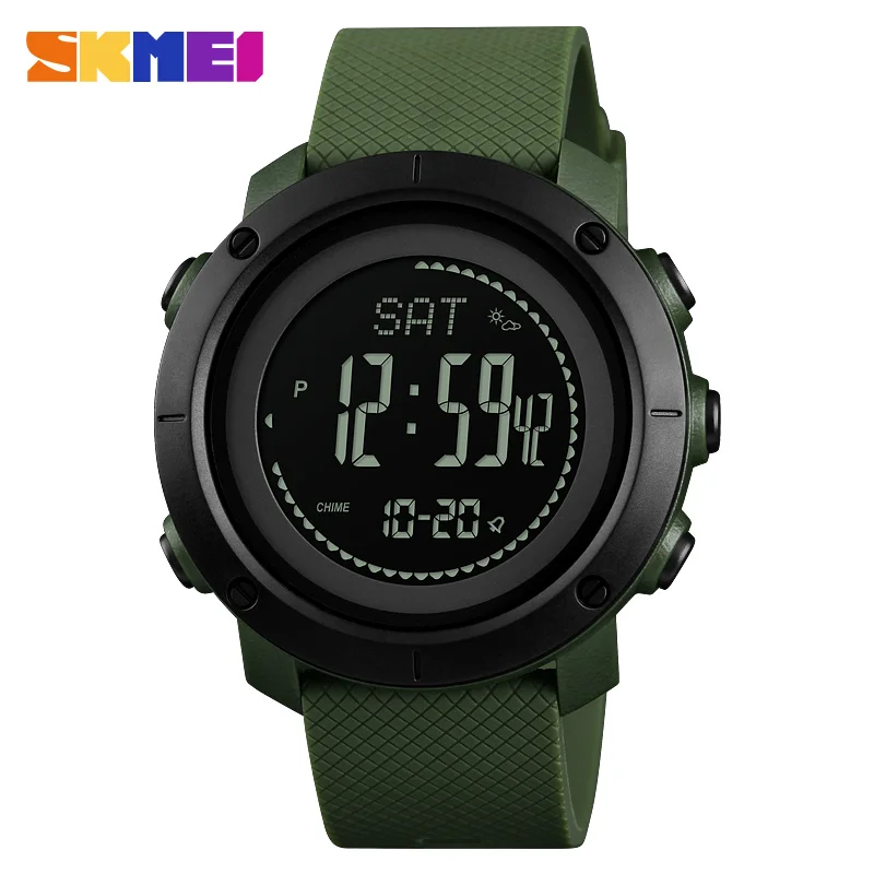 Army Green SKMEI спортивные мужские s часы компасный альтиметр калорий термометр цифровые часы мужские модные водонепроницаемые наручные часы relogio - Цвет: Army Green