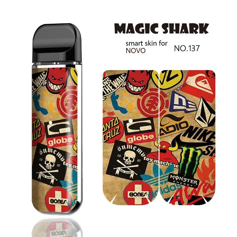 Magic Shark Toroto Cherry Skull GTA Mario Evil Crayon Shinchan V-Vendetta Пленка чехол наклейка для Smok Novo 131-150 |