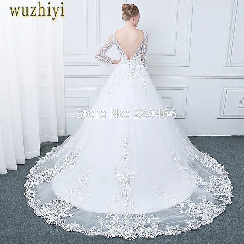Wuzhiyi vestidos de noiva сексуальное свадебное платье с v-образным вырезом бальное на заказ