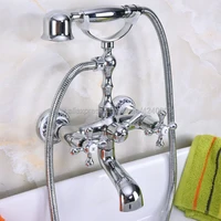 polished chrome wall mounted bathroom shower faucet telephone bath faucets with hand shower tap kna183