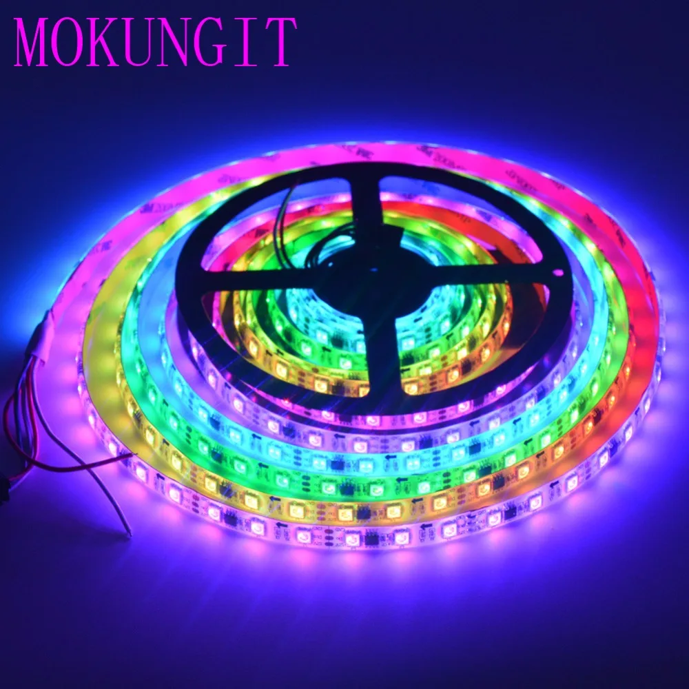 Mokungit 100M 20X5M DC12V WS2811 20 пикселей 60leds/M 5050 RGB SMD LED цифровая мечта цветная светодиодная