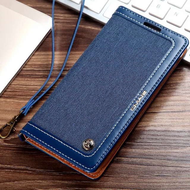 navy blue Джинсовый кожаный чехол для samsung Galaxy S10 S9 S8 Plus, Магнитный слот для карт, кошелек, откидная крышка, чехол для samsung S7 Edge Note 9 8, чехол - Цвет: navy blue