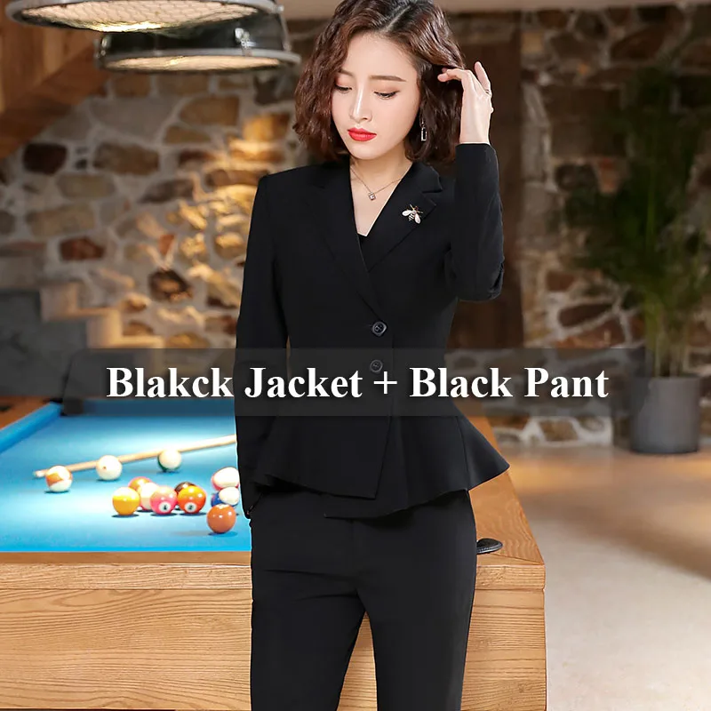 2 Pieces Black Suit Lenshin, комплект из 2 предметов, высококачественный Деловой брючный костюм, Блейзер, Офисная женская униформа, дизайн, Женский деловой красный пиджак и штаны, рабочая одежда - Цвет: 2 Pieces Black Suit