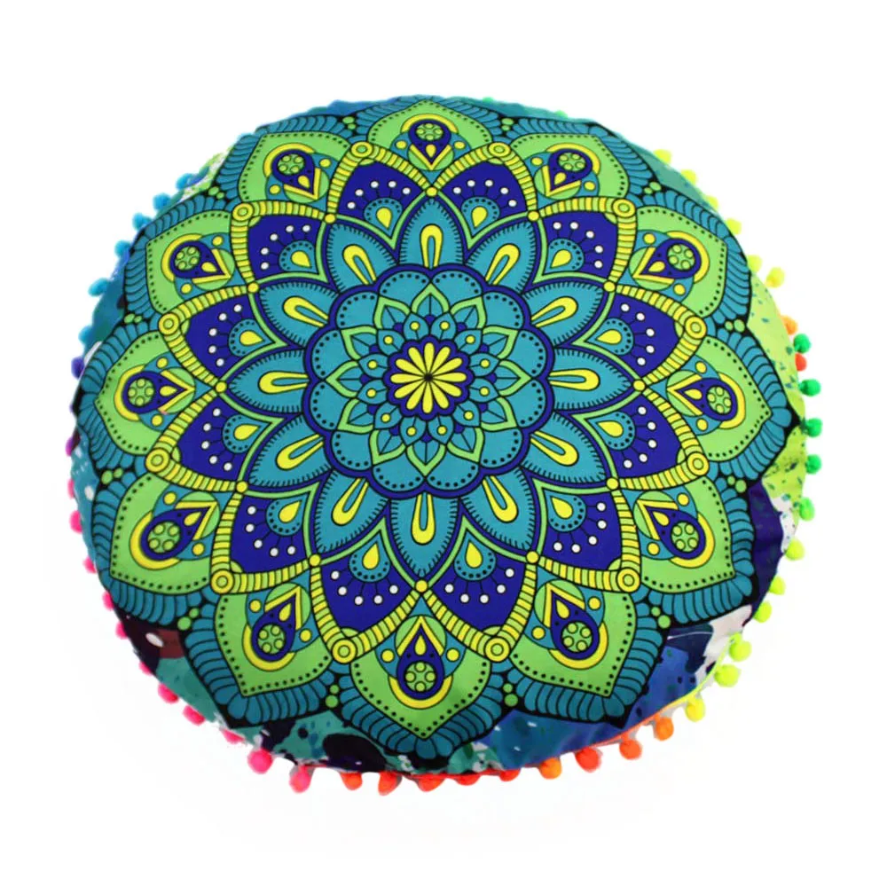 F Gajjar Новинка 43*43 см напольные подушки с индийской мандалой круглые Boho Чехлы для подушек текстильный чехол для подушек Прямая поставка - Цвет: F