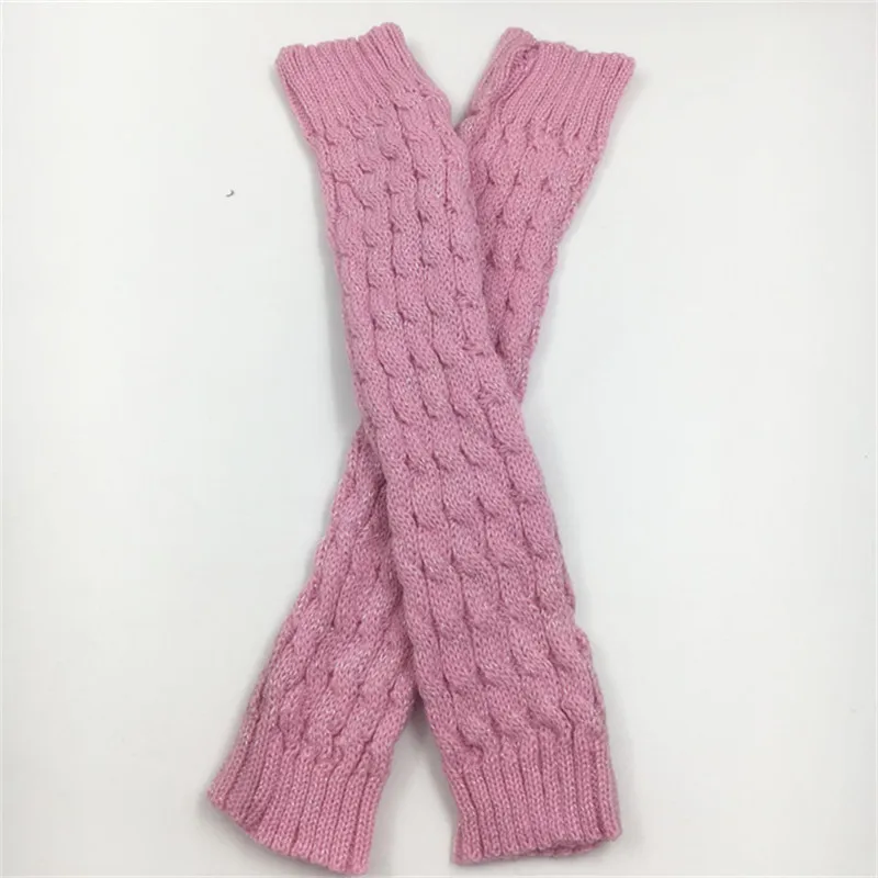 Pink Осенне-зимние женские вязаные гетры; сапоги до колена; укороченные сапоги гетры; однотонные теплые сапоги - Цвет: Pink