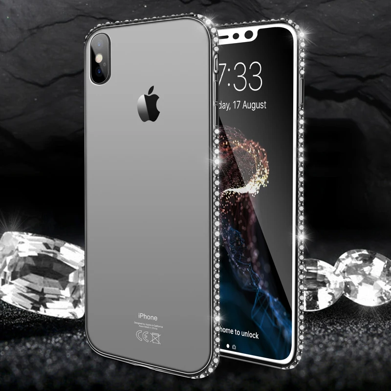 Black Чехол для телефона Moskado для iPhone 11 Pro 7 X XR XS MAX 8 6 6s Plus 5 SE Блестящий Алмазный прозрачный Кристальный Мягкий ТПУ задний чехол s - Цвет: Black