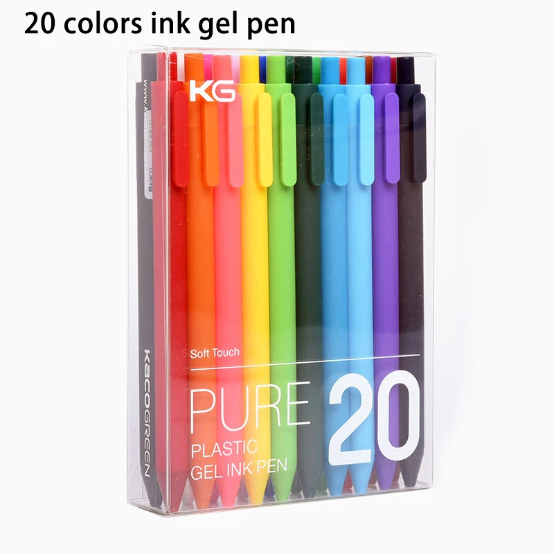 20pcs mixed color Цветные гелевые ручки серии KACO 0,5 мм, цветные гелевые ручки Kawaii Neutural, для студентов, рисования, письма, 10/20 шт - Цвет: 20pcs mixed color