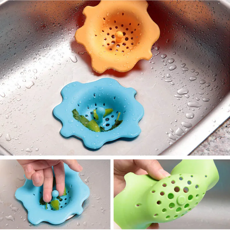 Candy Color Kitchen Flower Shaped Sink Water Filter Strainer Wash Drain Outfall Cover Rabbish Stopper Useful Equipment | Дом и сад