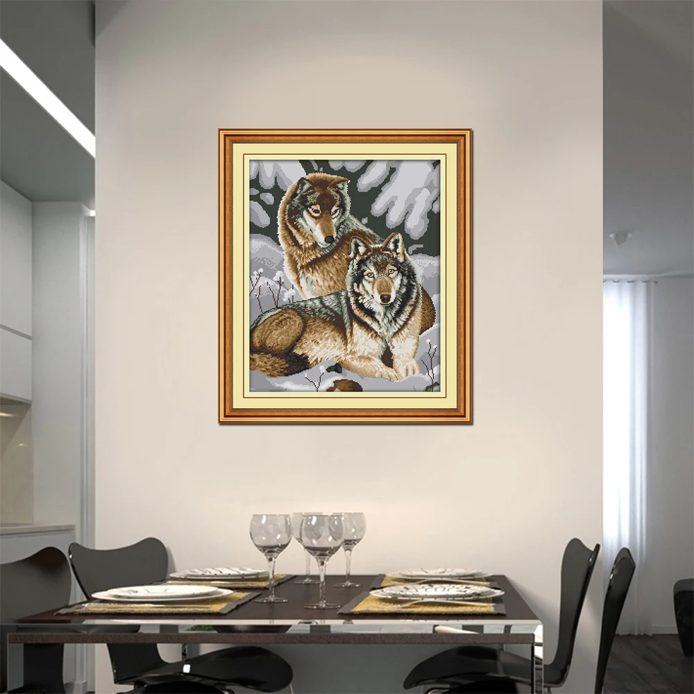 Набор для вышивки крестиком &quotсделай сам&quot снежные волки животные | Дом и сад
