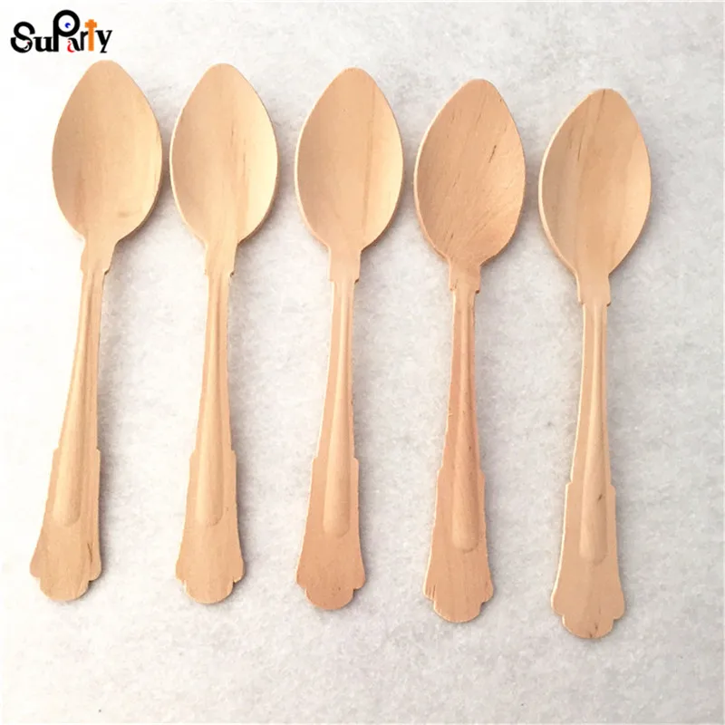 Spoon 60 шт., деревянные столовые приборы с гравировкой, 20 см, Березовая ложка, ложка, нож, вилка, посуда для выпечки, для свадьбы, дня рождения, девичника, вечерние - Цвет: Spoon