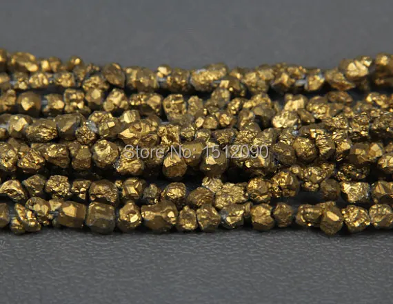 5-8mm altın titanyum kuvars delinmiş cips boncuk, ham kristaller kaba kuvars moloz dağınık boncuklar Nuggets takı malzemeleri