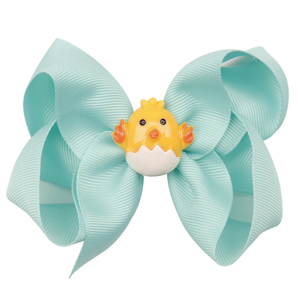 2Pcs/Lot 4.5'' Easter Eggs Hair Bows Solid Grosgrain Ribbon Clips For Girls Candy Color Hairpins Accessories |