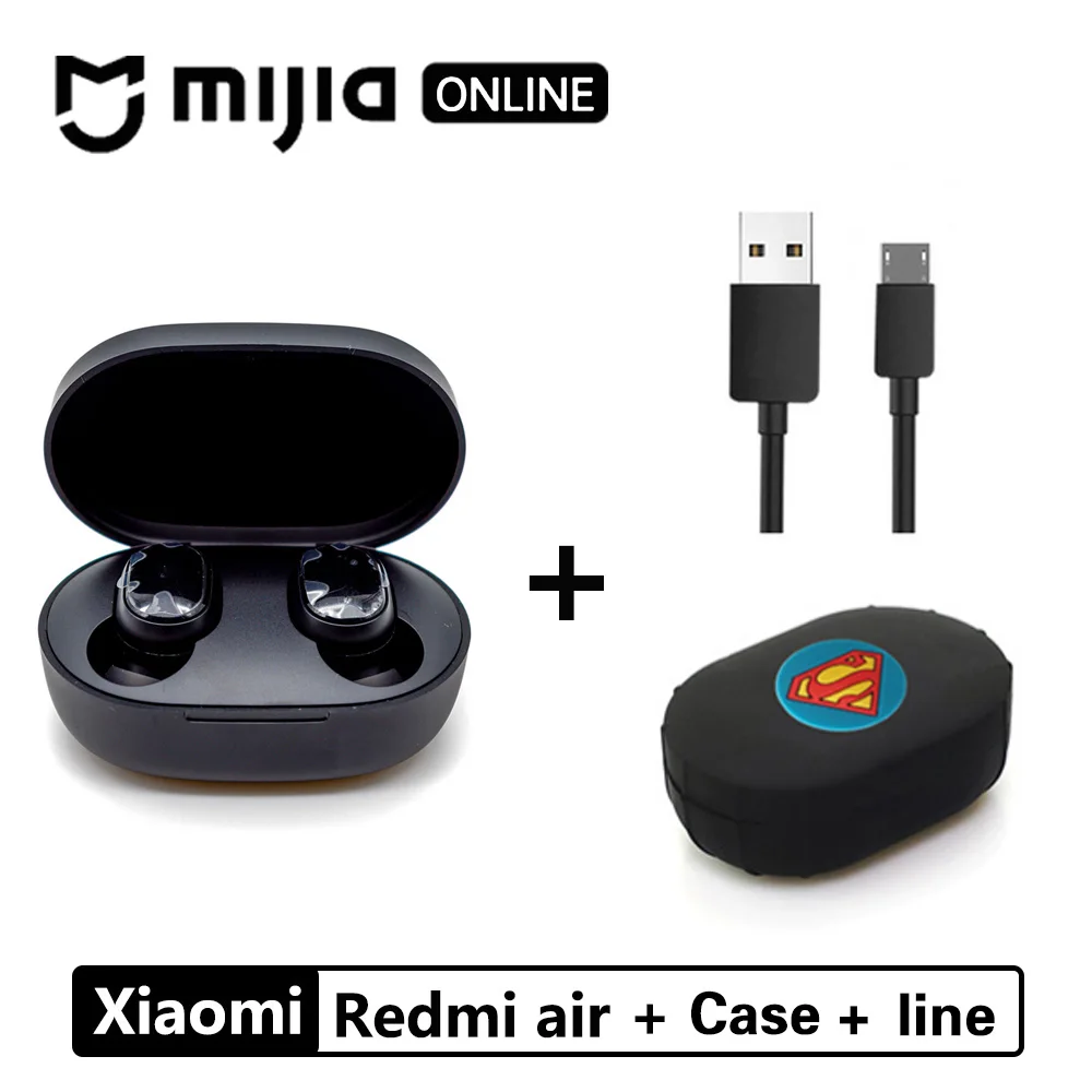 Xiaomi Redmi Airdots TWS Bluetooth 5,0 наушники стерео беспроводные активные шумоподавления с микрофоном свободные Наушники управление AI - Цвет: CN with line case