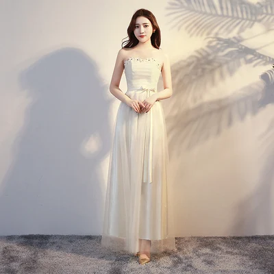 Vestido Azul Марино Золотое платье подружки невесты Дамы Свадебные гостей вечерние А