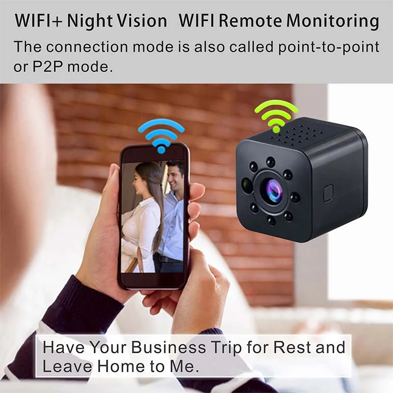 Беспроводная WIFI Безопасность Мини IP P2P камера широкий угол ИК ночного видения