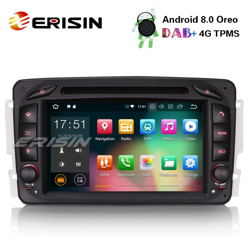 Erisin ES7863C 7 &quotAndroid 8 0 автомобиля gps DAB + 4G DVD для Mercedes C/CLK/G класс W203 W209 Вито
