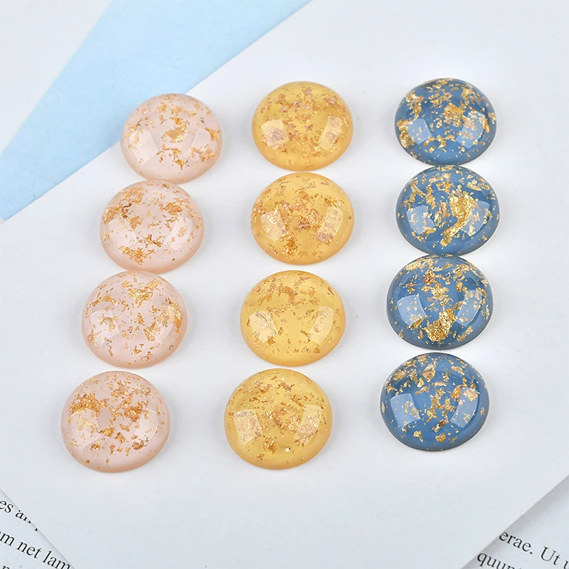 Круглая полукруглая пластырь из смолы с золотой фольгой серьги сделай сам зажимы