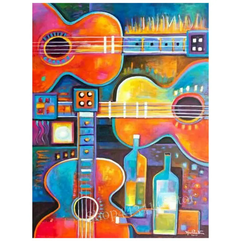 

5d diy diamond painting painted guitar music icon diamond embroidery full square / round diamond mosaic sticker kit