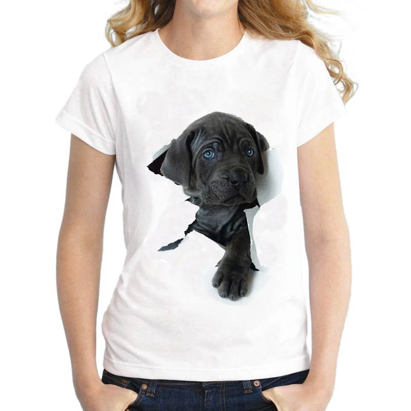Topjini Cute Dog Print T Shirts Casual Women Short Sleeve loose Funny dogs t-shirt Plus Size tops 6XL 5xl xxxxl t shirt | Женская одежда