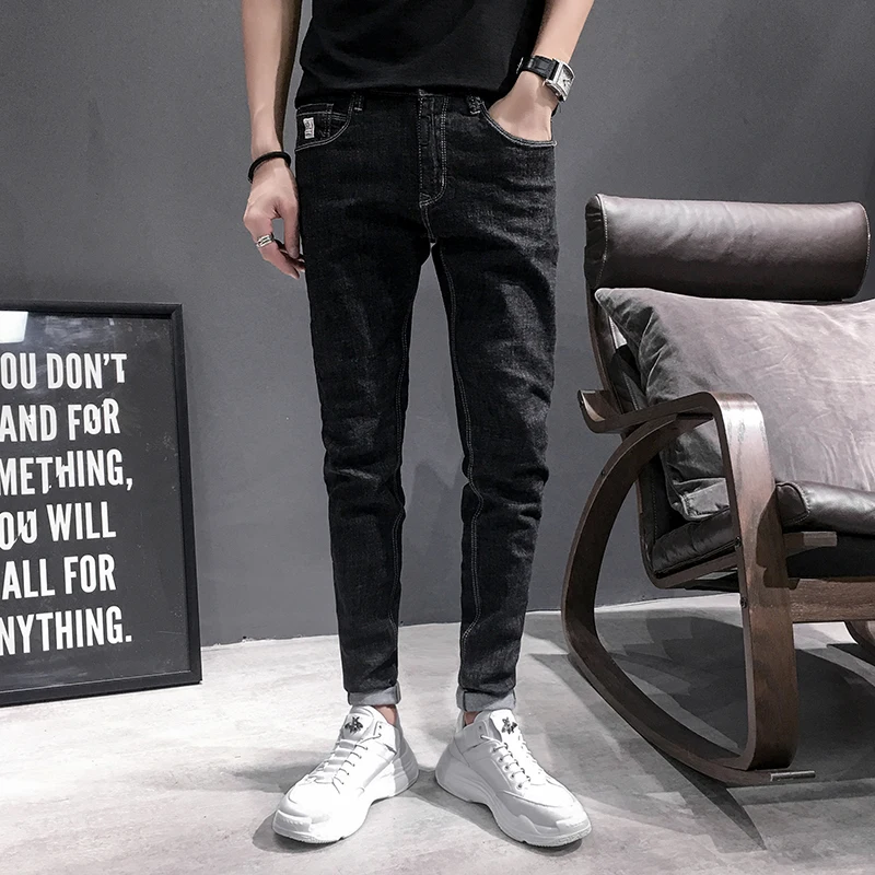Джинсы мужские в стиле ретро простые байкерские джинсы Slim Fit универсальные брюки
