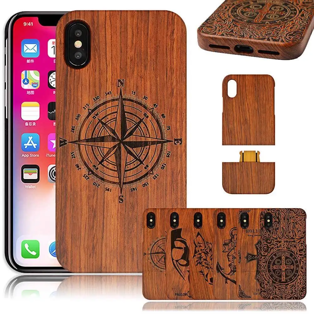 S8 S7 волк компас цветок лазер дерево чехлы для телефонов роскошный Coque Capa