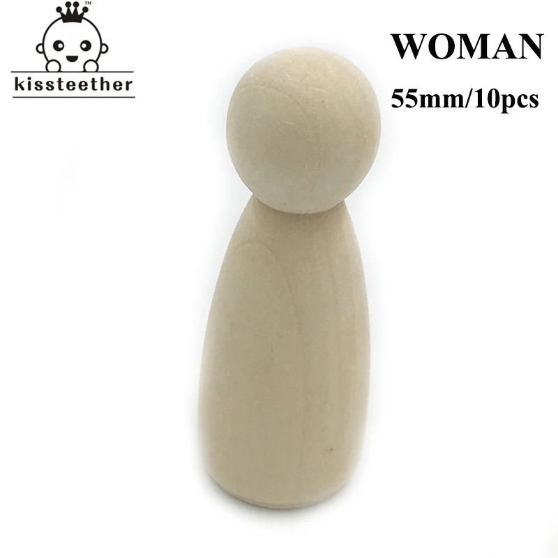 55 мм(2.16in) необработанные деревянные куклы DIY Незаконченные деревянные людей Для женщин куклы гладкой на Рождество Краски Вальдорфская Дети ремесла - Цвет: 10PCS