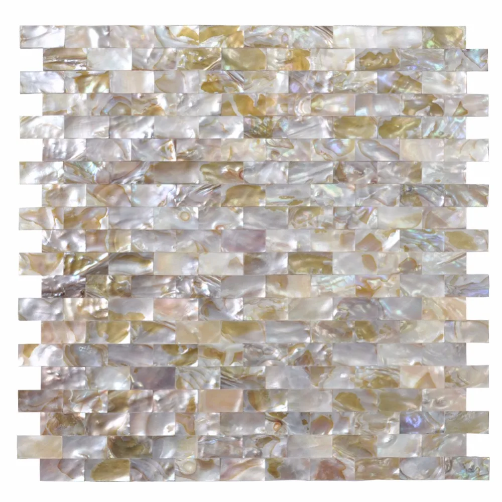 

Natural Mother of Pearl Oyster Mini Brick Shell Mosaic Tile for Bathroom/Kitchen Backsplashes Backsplash Tile