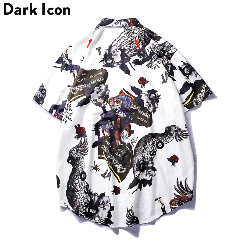 Мужская рубашка с коротким рукавом Dark Icon летняя в стиле хип-хоп передним карманом