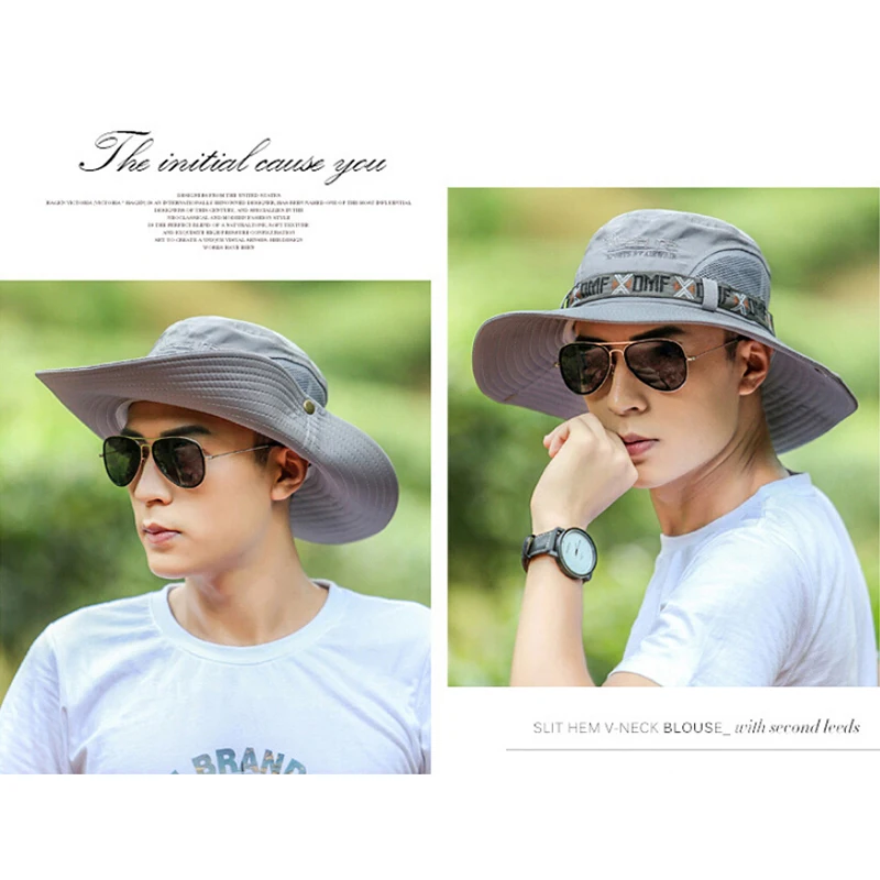 

Hot Fashion Summer Fishing Hat Man Women Wide Breathable Mesh Fishing Cap Beach Hats Sun Men's Outdoors UV Protection Shade Hat