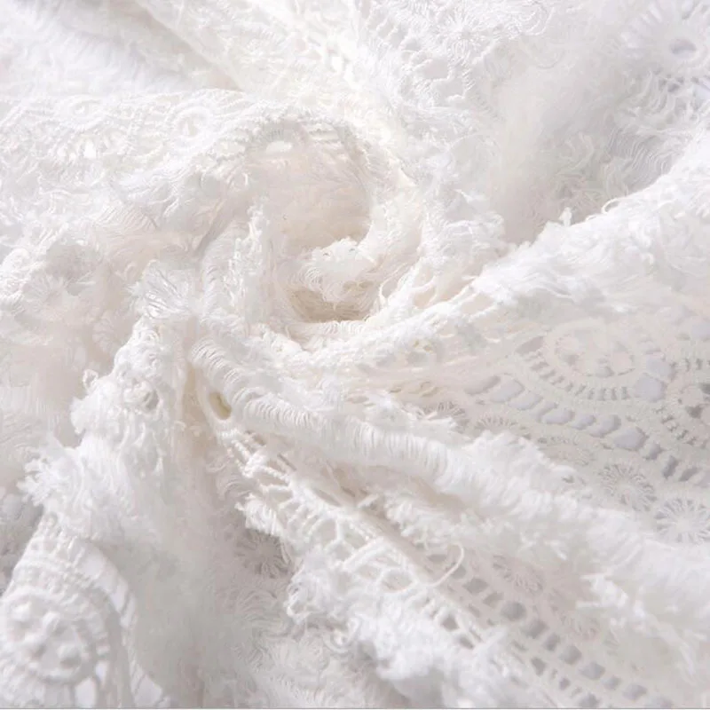 Белая открытая сетчатая кружевная ткань для свадебного платья DIY Tissu au Metre Tecidos