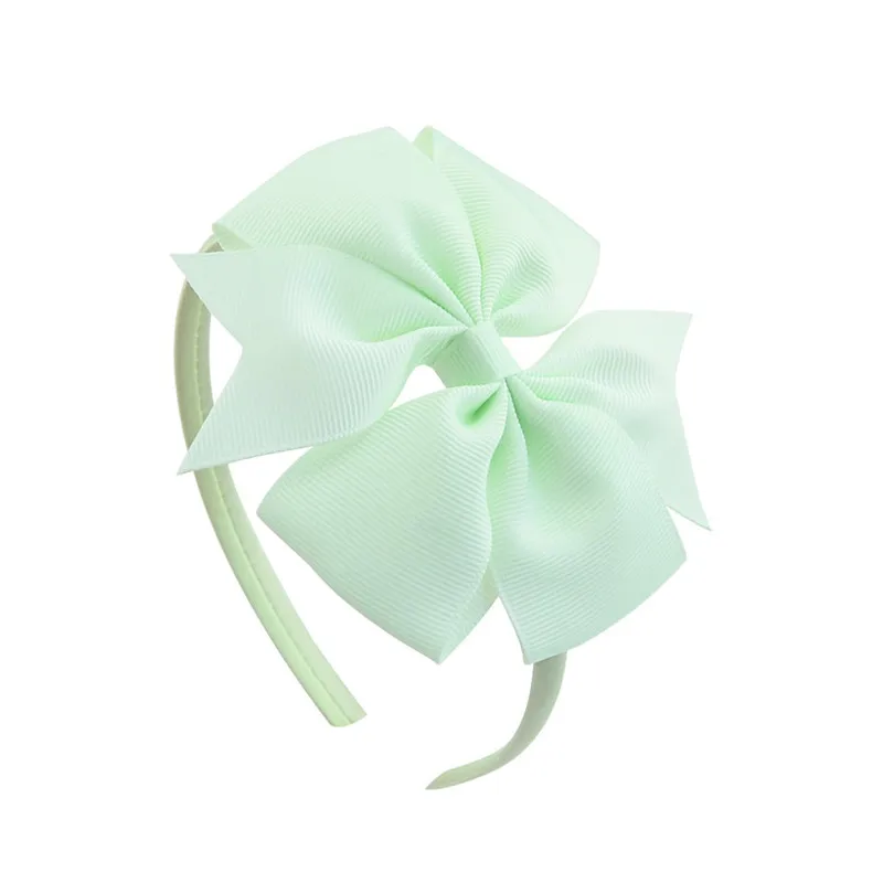 Light Green 1 шт., 4 дюймовая атласная лента, повязка на голову с бантом, аксессуары для волос, оголовье для девочек, подарок для малышей, однотонные банты для волос, головные уборы, 20 цветов - Цвет: Light Green