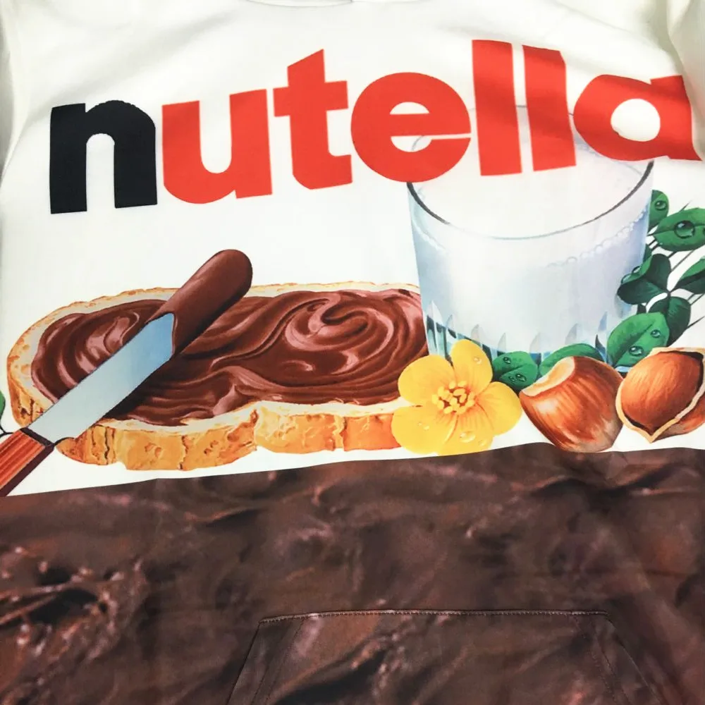 Nutella узор для мужчин и женщин толстовки пары Повседневный стиль 3d принт толстовка хип хоп Осень Зима кофты с капюшоном спортивные костюмы Топы